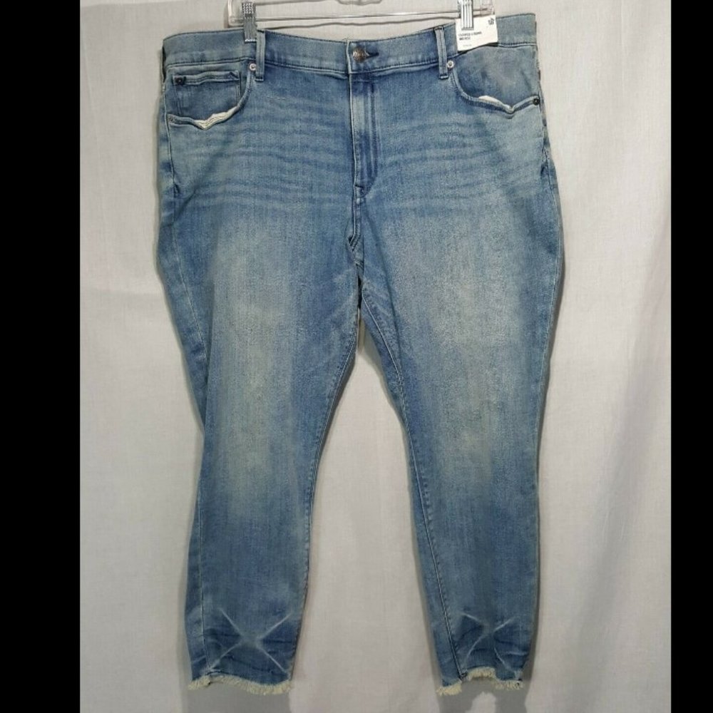 NEW Express Mid Rise Stretch Cropped Raw Hem Legging Jeans Sz 18